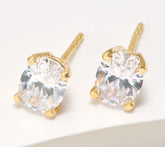 Diamonique x Kathy Levine Choice of Oval Cut Jumbo Studs, 14K Plated Sterling Silver